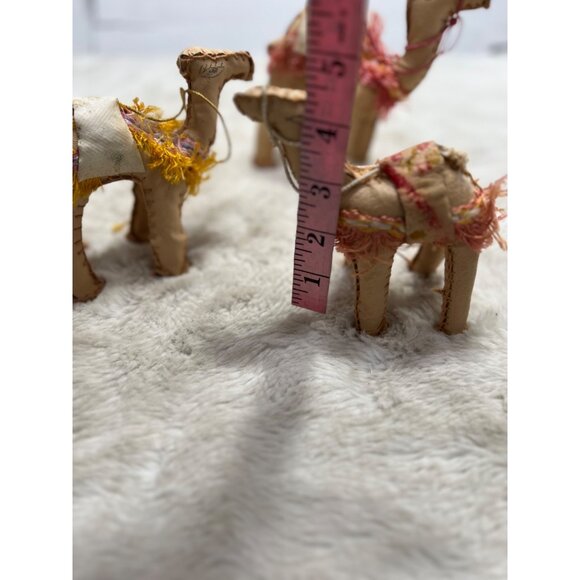 Handcrafted Camel Figurines With Colorful Fringe Decor set of 3 - Picture 2 of 12
